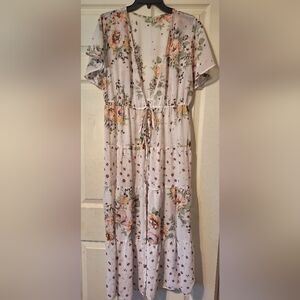 Floral Maxi Dress with Tie Front
